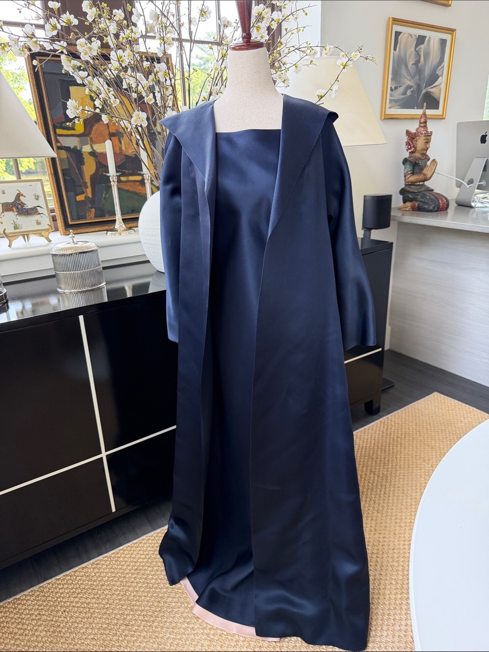 Shawn Ray Fons Backless Silk Gown & Opera Coat M